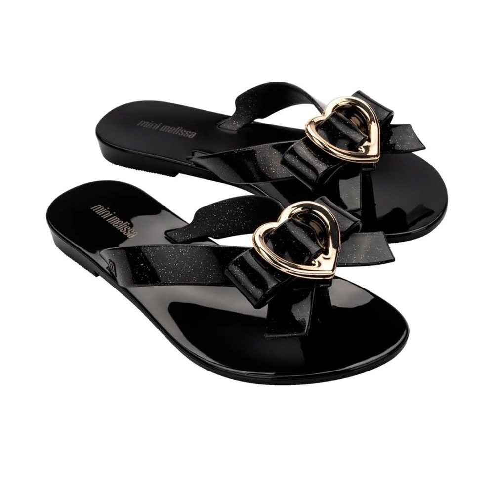 Mini Melissa Girls Heart Jelly Flip-Flops Size 8/9